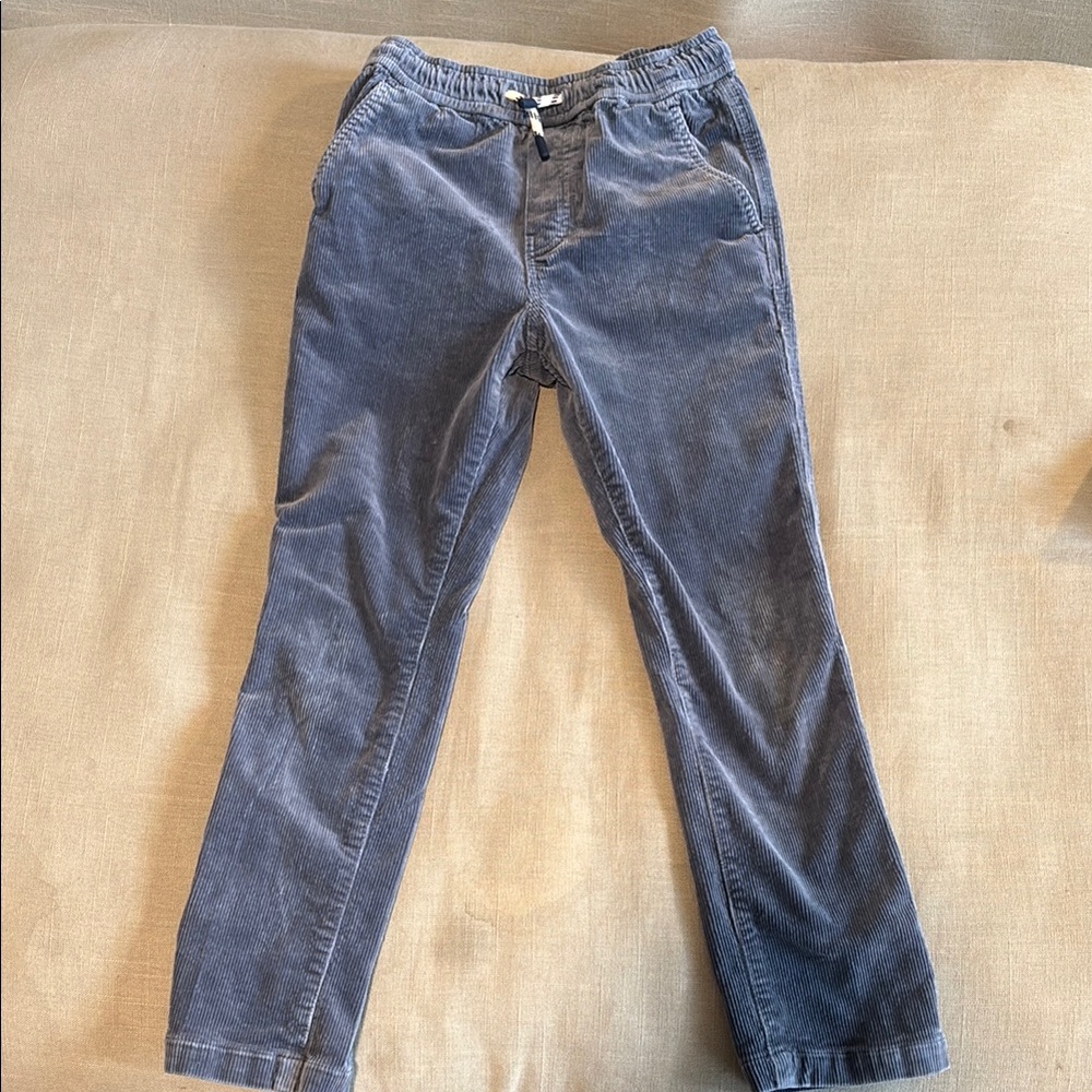 Mini Boden Boys Slim Pull-On Trousers Size 7/8 Ash Grey Corduroy Pants